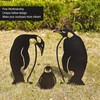 Penguin Family Stake Statue Simulation Vivid Hollow Iron Animal Stake
