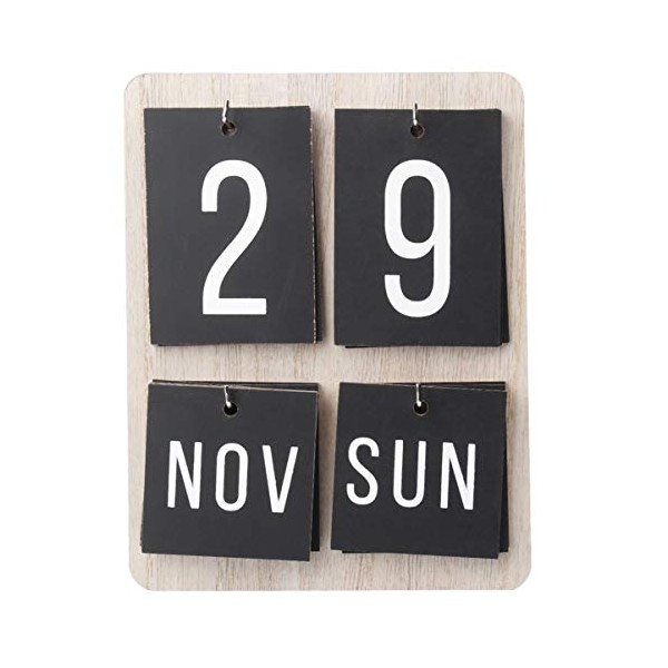 BESPORTBLE Nordic Decor Small Desk Calendar Wood Perpetual Standing Table Calendar Month Date Display Weekly Daily Planner Vintage Desktop Ornaments Home Office Decor Gifts Black Desk Topper
