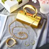Quelay 3 Pcs Gold Clutch Purse Jewelry Set Gold Clutch