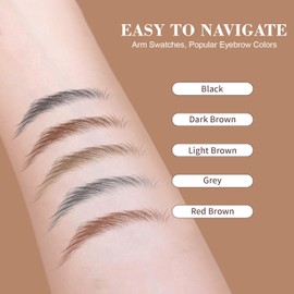 Microblading Eyebrow Pen, Eyebrow Pencil with Premium 4-Prong Micro-Fork Tip Applicator, Microblade Eyebrow Pen-Lift Your Brows Like Your Natural Brows, Stay on All Day, Smudge-Proof(Gray)