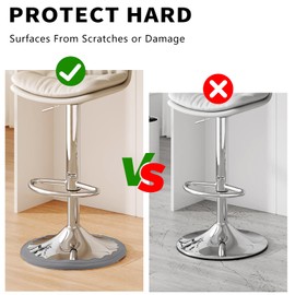 4 Pack Bar Stools Leg Protectors Ring Non Slip Silicone Chair Leg Floor Protector for 14.5" to 16.5" Round Chair Base Pads Bottom Protect Wooden Floor No Scratches No Noise Anti-Slip Grey