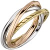 Jobo Women's Wrap Ring Intertwined 925 Sterling Silver Tricolour Gold-Plated,
