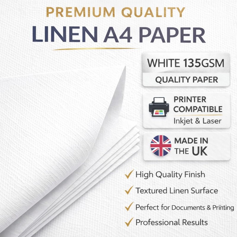 50 Sheets White Linen Silk Woven Textured A4 Paper 135gsm