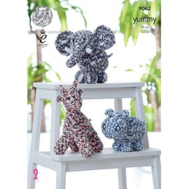 King Cole Giraffe, Hippo & Elephant Cuddly Toys Knitting Pattern 9062 Chunky