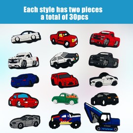ZPSOSPZ Racing Shoe Accessories, Cute Shoe Charms, 30pcs Cartoon Shoe Decoration Charms Durable Water Proof Shoe Decoration Bracelet Wristband Accessories Suitable For Adults Children