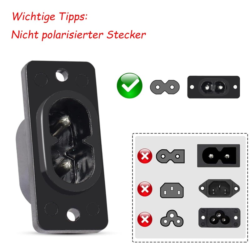 Leloco 6 pieces IEC connector C8 plug, C8 plug IEC