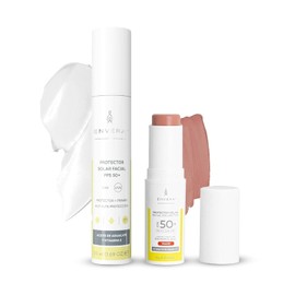 ENVERA - Duo Facial Protector Facial Solar Oil Control 50ml + Barra FPS 50+ con Rubor Natural "Peachy" Bloqueador con Color Piel Grasa |...