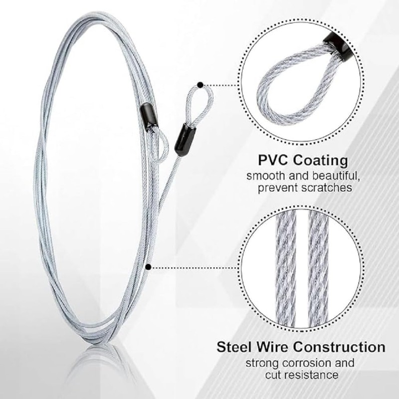 Bike Cable Lock Set, 2 Metre Steel Braided Security Cable,
