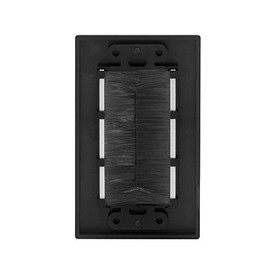 VCE Brush Wall Plate Cable Pass Through, Single Gang Decorator Wall Cover for Low Voltage Cables, In-Wall Cable Management for Wall Mount TV (Black), 2-Pack