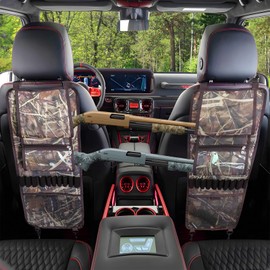 2 Pack Tactical Seat Back Gun Rack, Truck Gun Rack for Hunting Gear, Camo Gun Holder for Car with Storage Pockets, Automotive Gun Racks for Hunting Rifles/Shotguns, Hunting Gift for Men