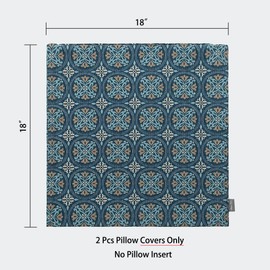 Magpie Fabrics Pack of 2 Indoor Outdoor Waterproof Throw Pillow Covers 18 x 18 Inch, Decorative Pillowcase Shell Cushion Sham for Garden Patio Tent Balcony Couch Sofa(Morgan Medal Print)