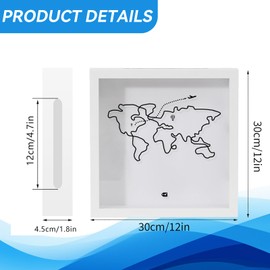 Puniama White 12x12 Travel Memory Box Frame with Slot | Wooden Shadow Box for Tickets, Photos, Keepsakes | Adventure Archive Display Case | Travel Gifts & Memory Boxes Keepsake Organizer