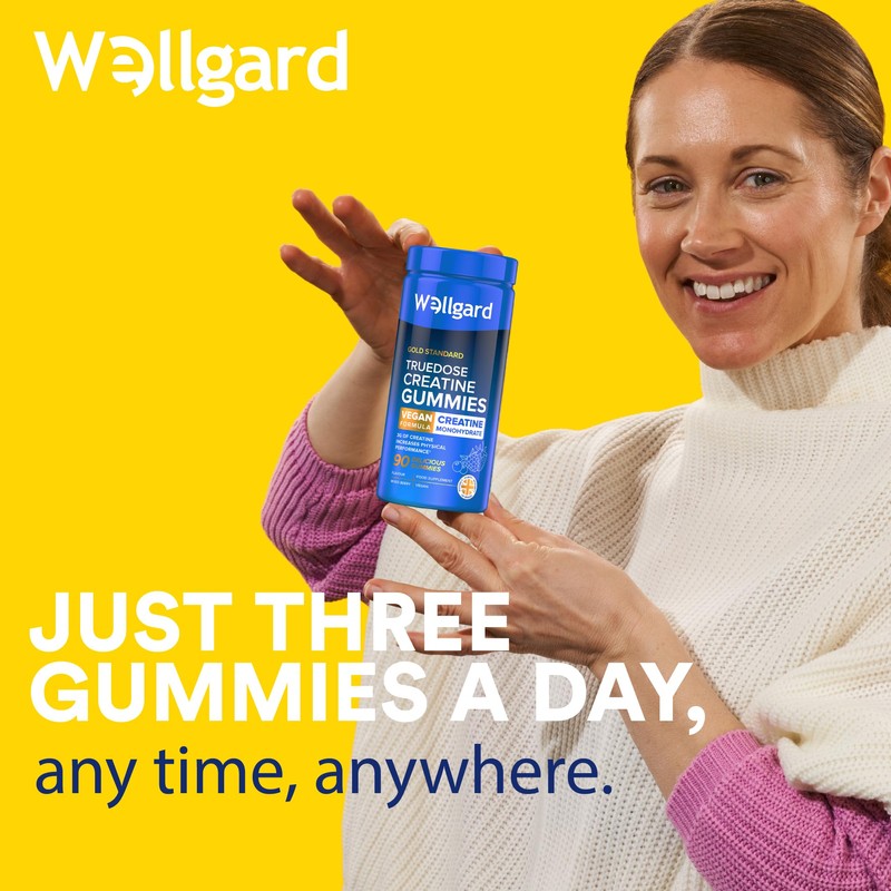 Wellgard Creatine Gummies - Vegan, 3000mg True Dose Creatine Monohydrate