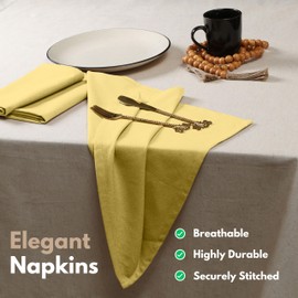 Native Fab Cloth Napkin Set of 12, 100% Cotton, Washable, Reusable Dinner Cloth Napkin 17x17 inches, Table Decor Napkins for Dinner, Events, Sandal Yellow