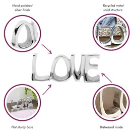'LOVE'-Schild aus recyceltem Metall | 20 cm x 8,5 cm | Fair gehandelt & handgefertigt | New Home Decor Geschenk Kaminsims Metall Ornament
