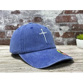 Hepandy Jesus 3 Nail Cross Hat, Gifts for Women Men, Christian Three Nails Baseball Cap, Royal Blue Adjustable Cotton Soft Dad Hat