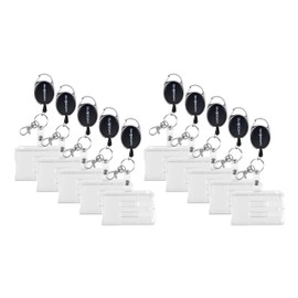 WEBBOMB® Set of 10 ID Card Holder Card Case ID Card Holder 10 x Hard Plastic Card Holders for ID Cards and Cards with Tear-Resistant 70 cm ID JoYo Cord Carabiner Key Ring + Metal Belt Clip