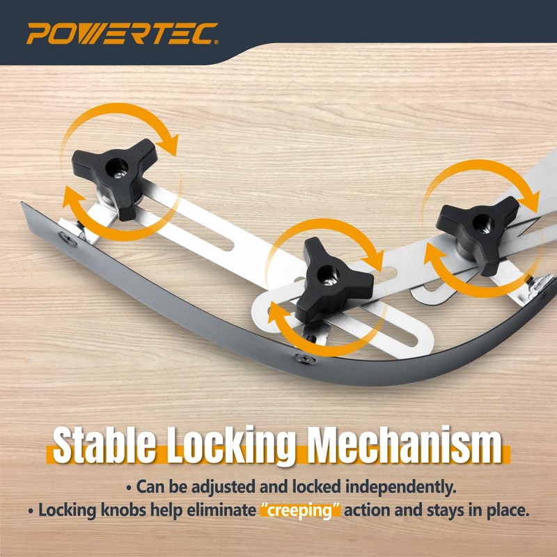 POWERTEC Flexible Curve Template Ruler 37", Wood Curve, Woodworking Profiling