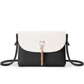 KALIDI Women's Shoulder Bag, Small, Cat Button, Cute, Fashionable Girls’ Bag, Simple, Mini Bag, Wallet, Smartphone Pouch, Waterproof, Crossbody Bag, Ultra-Lightweight, Present, School or Travel, Black