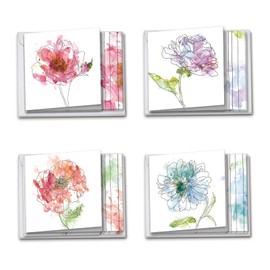 The Best Card Company - 12 Sympathy Note Cards with Envelopes - Loving Flower Bereavement (4 Designs, 3 Each) - Basic Blooms AMQ4627SMG-B3x4