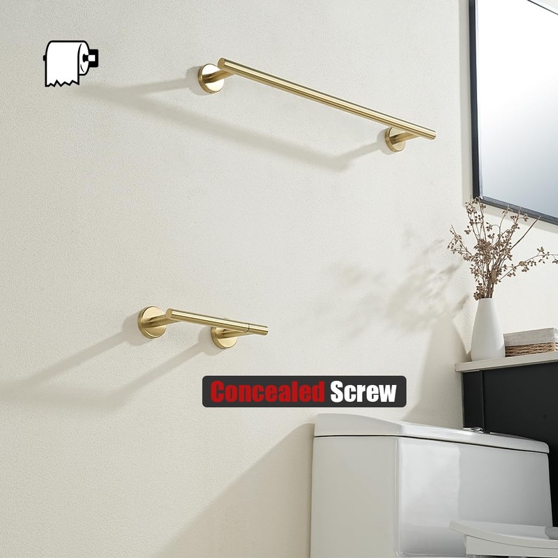 JQK Gold Toilet Paper Holder, Double Post Pivoting Tissue Holder