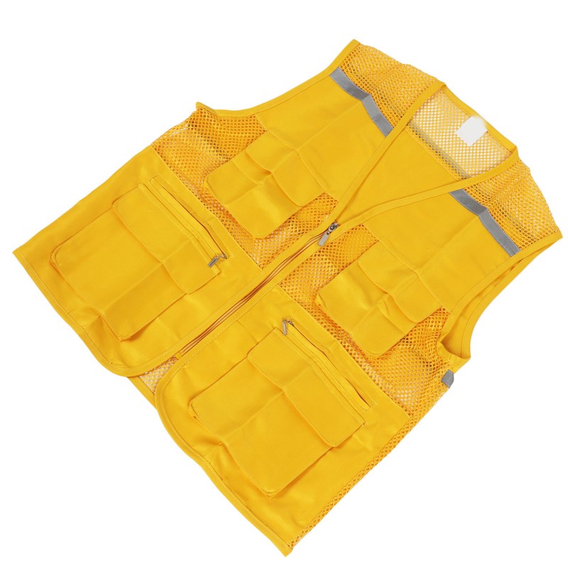 Volunteer Vest for Event Work Clothes with Multi Pockets Yellow