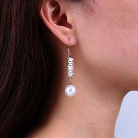 Aneneiceera Vintage Crystal Pearl Earrings Gold Pearl Drop Earrings Pearl Rhinestone Earrings Long Cz Pearl Dangle Earrings Jewelry for Women (Gold)