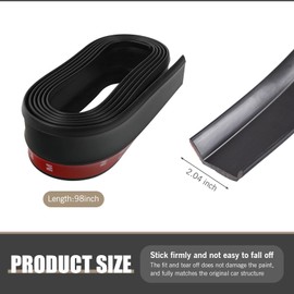 taluoka 1 PC Car Front Bumper Self-Adhesive Protector, 2.5 m/8.2 Ft Anti-Stretch Rubber Waterproof Spoiler Front Lip Anti-Collision Sticker, Front Shovel Modification Accessories, for Cars (Black)