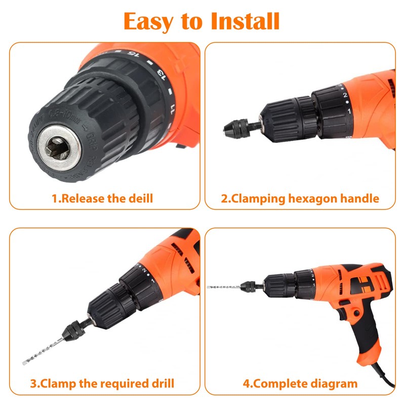 Keyless Drill Chuck Conversion Tool,2 Pcs 1/4 Inch Hex Shank