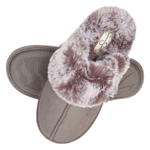 Jessica Simpson Womens Comfort Faux Fur Memory Foam Slippers Non