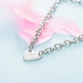 ZakiaHo Heart Tag Letter K Initial Necklaces for Women Girls Chunky chain Link Necklace Alphabet Name Necklace Pendant Jewellery Christmas Birthday Gifts Stainless Steel Choker Necklace 16''