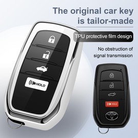 ZSPDACC for Toyota Key Fob Cover 2025 2026 2024 2023 Car Key Case Camry Corolla Corolla Cross Crown Signia Grand Highlander Sequoia Tacoma Tundra Venza LC250 Land Cruiser 4 Buttons