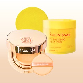 Beaudiani [SET] Mesh tight-up flight attendant cover cushion 12g SPF50+ slightly acidic cleansing pad 50 sheets / [SET] 메쉬 타이트 업 승무원 커버쿠션 12g SPF50+약산성 클렌징 패드 50매
