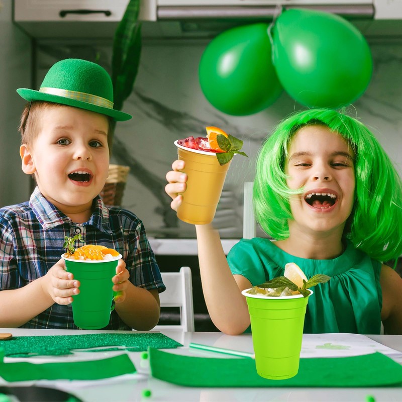 60 Pcs St. Patrick's Day Plastic Cups 16 Oz Drinking