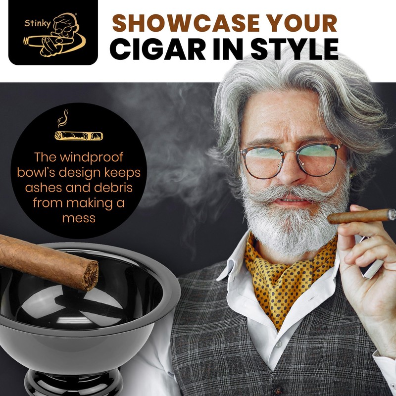 Stinky Cigar Personal Size Ashtray - Compact, Durable Windproof Stainless