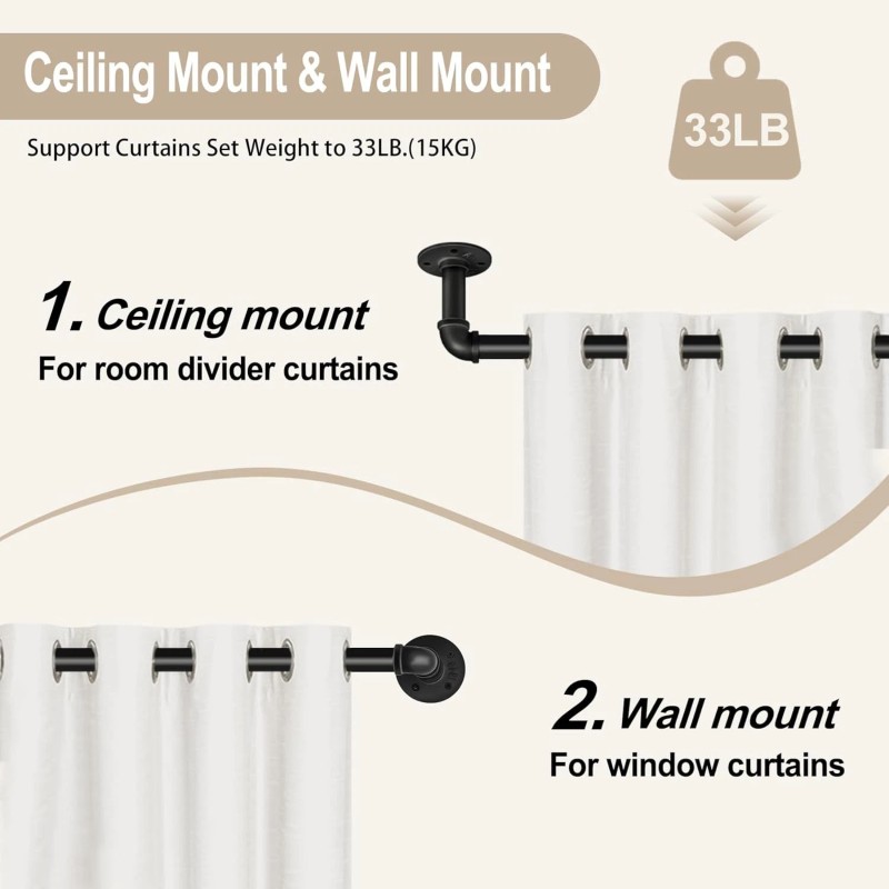 NiceCho 16" to 28" Long Window Curtain Rod Sturdy hanger