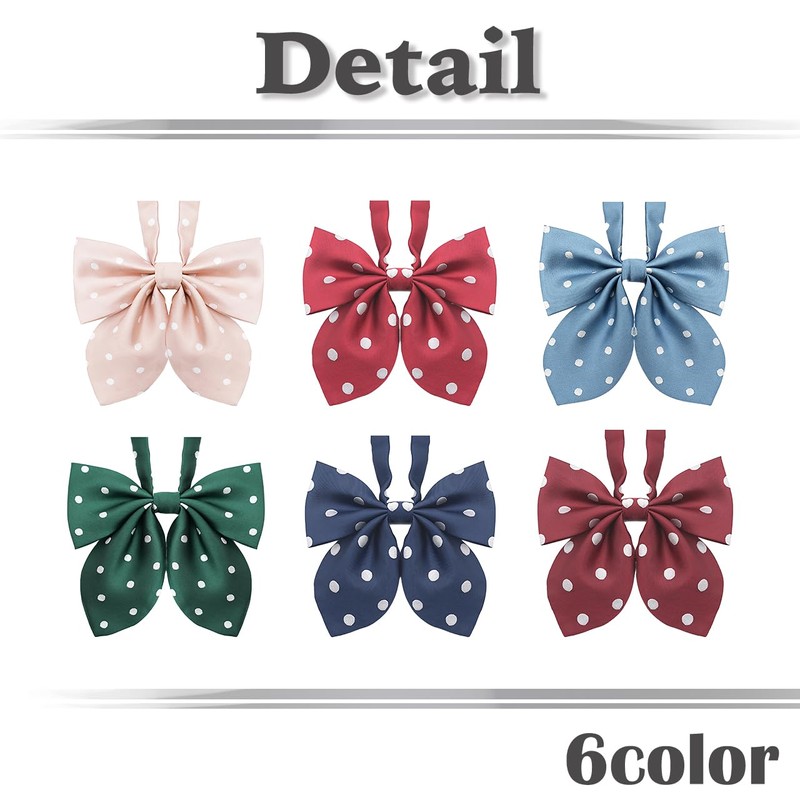 White Fang NC074 Women's Polka Dot Ribbon, Uniform, Students, Bowtie,