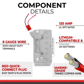 Connect-Ease RCE12VB8-12 Volt 8 Gauge Quick Connect Wire Connector for Trolling Motors, RVs, ATVs, and More | UL1977 120 Amp Rated | Plug & Play Marine Wiring, Lithium Compatible, Made in The USA