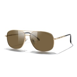 MERRY'S Rectangular Polarized Sunglasses for Men Classic Driving Shades UV400 Protection, Gold Frame/Brown Lens, Lens Width: 59 Millimeters