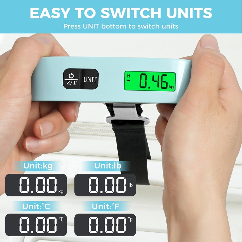 BAGAIL Digital Luggage Scale, 110lbs Hanging Baggage Scale with Backlit