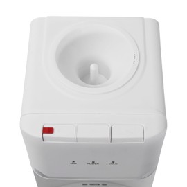 Top Loading Water Dispenser, Top Load Hot Water, Cold Water Dispenser Double Storage Cabinets for 5Gal Bucket, 3 Temperatures with Hot, Room & Cold Spouts for Home, Office, Living Room (White)