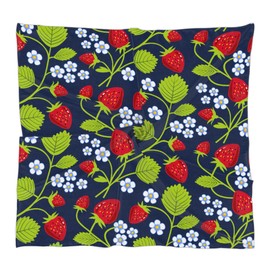 Hd Strawberry Square Silk Hair Scarf for Women, Lightweight Summer Head Scarf for Girls Wedding Travel Yoga Handkerchief Shawl Sunscreen Scarves Hair Accessories 23.6 Inches