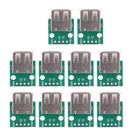 USB Type A Female Breakout Board, Pack of 10 USB 2.0 Breakout Board USB to DIP Adapter Converter 2.54mm Breakout Board 4 Pin Board