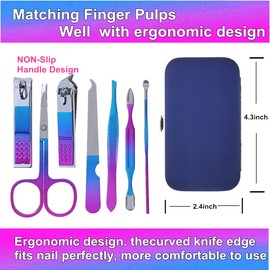 QURIPE 7pcs Manicure set, Nail Clippers Kit, Stainless Steel Manicure Kit, Nail Clipping Tools Portable Travel Grooming Kit, The Best Gift with Luxurious Case(Multicolor)