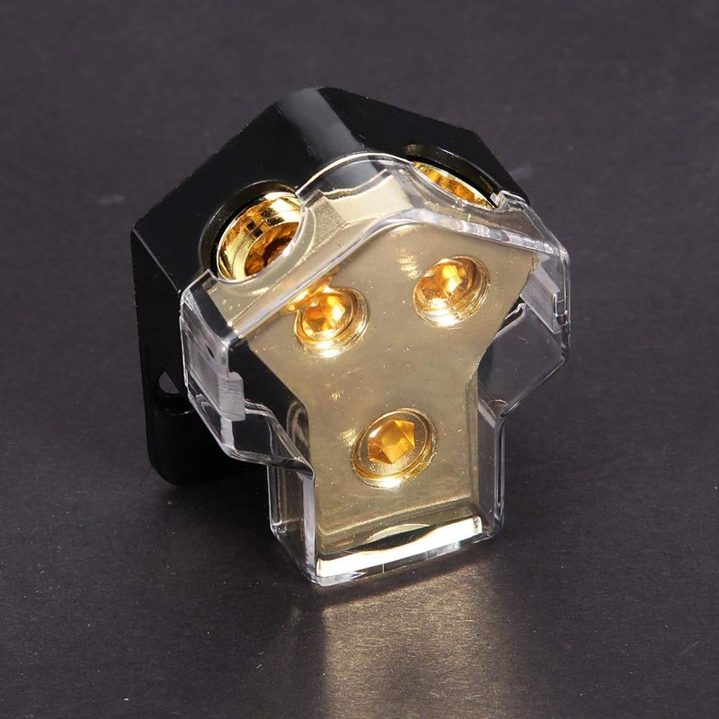 Hlyjoon 2 Way Power Distribution Block, 1*1GA In 2*4GA Out,