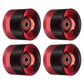 PATIKIL 4 pieces 60 mm longboard wheels with bearings ABEC-9 skateboard wheel road wheels for skateboards cruiser wheels replacement 80A clear red