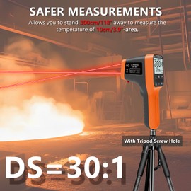 GOYERRNES Pyrometer, 30:1 Industrial Infrared Thermometer Gun Rechargeable, -58℉~2912℉ High Temp Waterproof Digital IR Laser Temperature Gauge (NOT for Human)