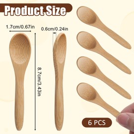 Tyqour 6pcs Honey Spoon Set, Small Mini Wooden Spoons for Coffee, 3.43in Wooden Teaspoon, Brown Bamboo Wood Coffee Spoons, Perfect for Honey, Tea, and Condiments