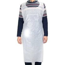 FEIGO Disposable Aprons 100pcs White Plastic Aprons Disposable from High Density Polythene Extra Large 125x52cm-For Cooking, Painting and More