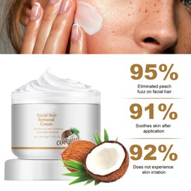 Facial Hair Remover for Women, Coconut Extract, Painless Hair Removal Cream, Depilation Cream, Intimate Area, Gentle Formula, Intimate Hair Removal Cream for Bikini, Pubic Area, Face and Body